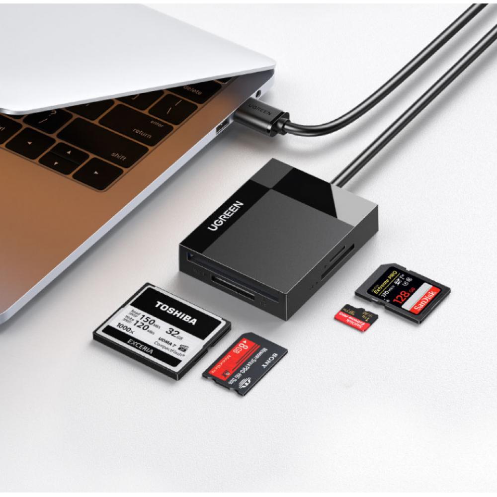 绿联多功能合一读卡器USB3.0高速 支持SD/TF/CF/MS型相机行车记录仪监控内存卡手机存储卡 多卡多读 线长0.5m