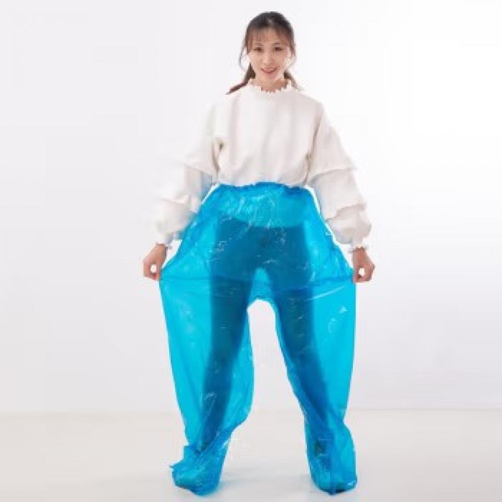 一次性雨裤分体式加厚长款雨裤 超厚雨裤包脚款蓝色 均码