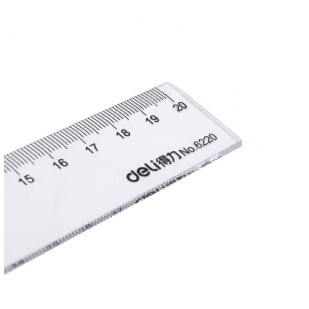 得力(deli)20cm办公通用直尺 考研高考中考测量绘图尺子 办公用品 6220